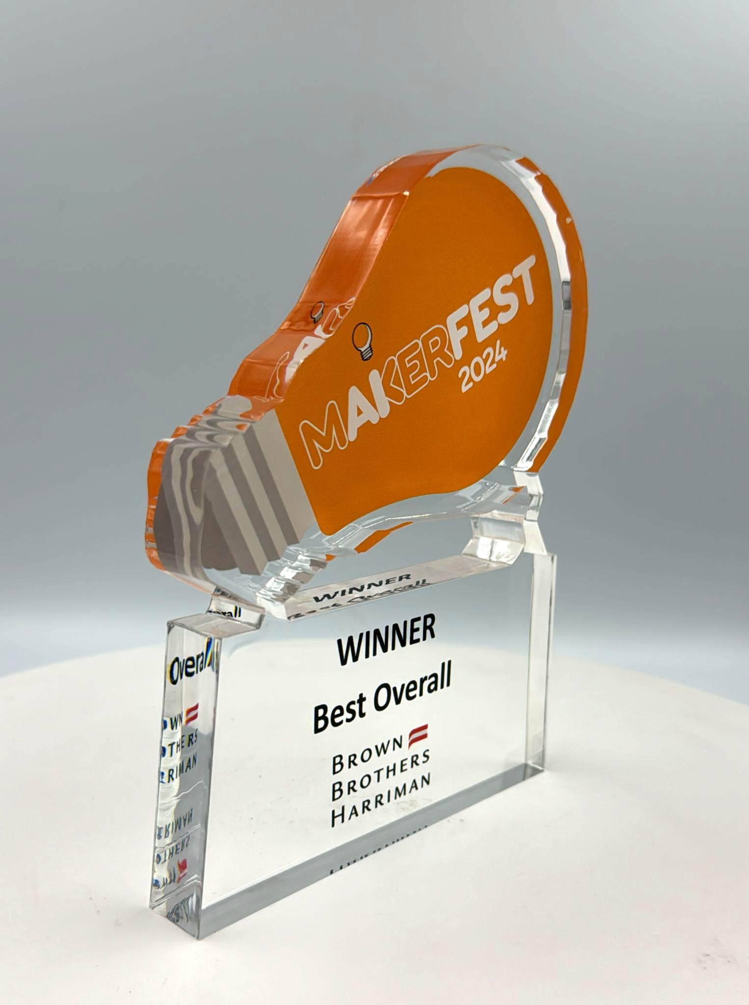 Light Bulb Trophy, Innovator Award, Ideation Award, Patent Award, STEM Award, Tech Gift - Acrylic with Color Prints - Free Customization