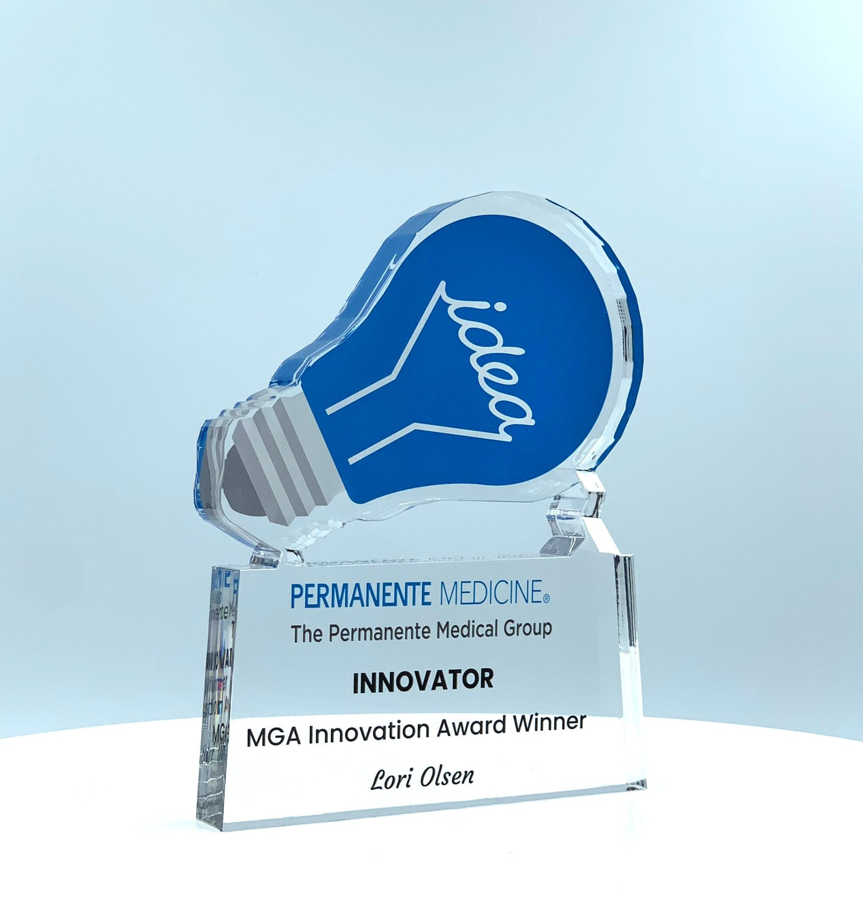 Light Bulb Trophy, Innovator Award, Ideation Award, Patent Award, STEM Award, Tech Gift - Acrylic with Color Prints - Free Customization