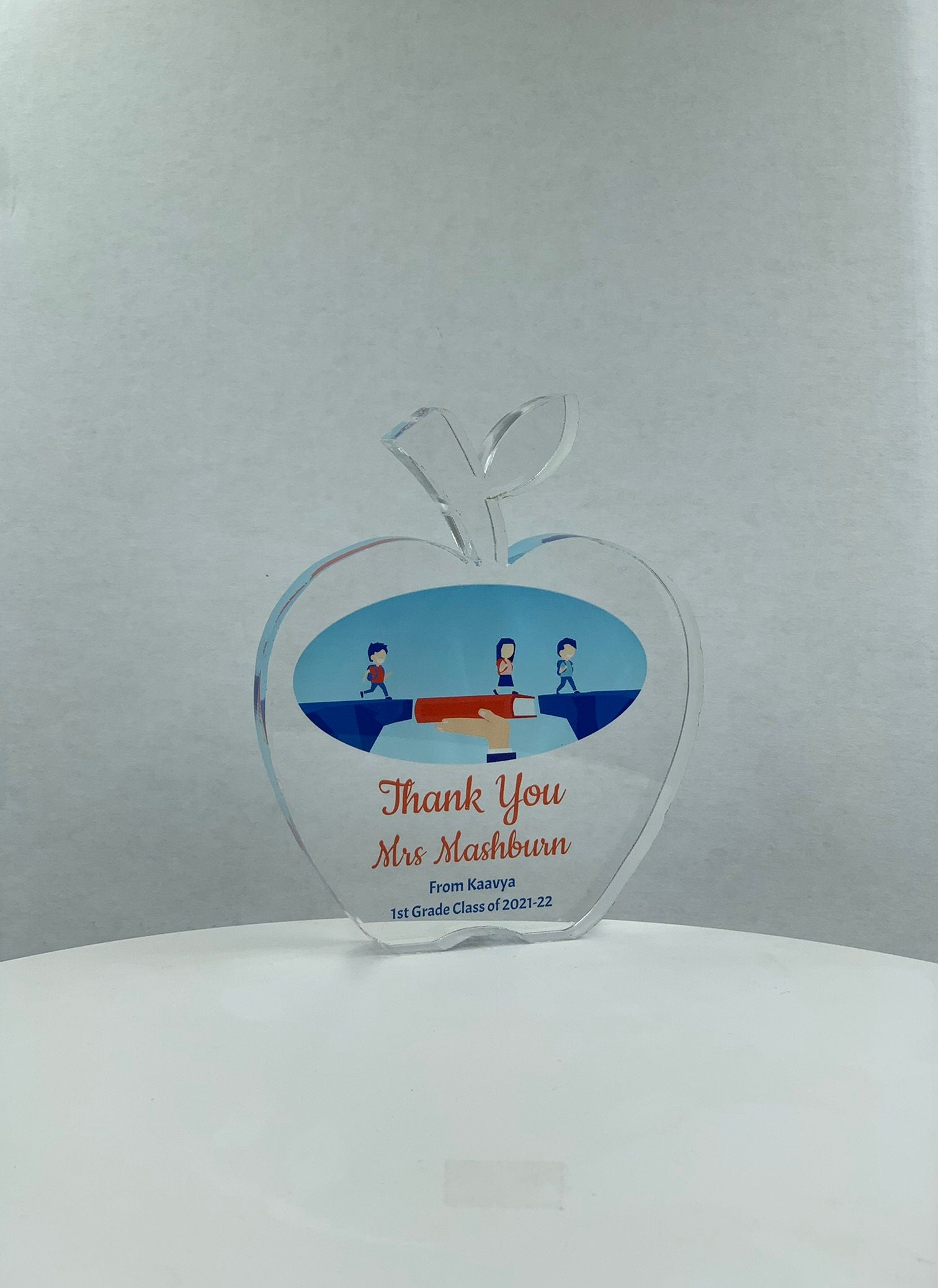Apple Trophy / Teacher Award / Student Award / Education Trophy / Graduation Gift - Acrylic with Color Prints - Free Customization