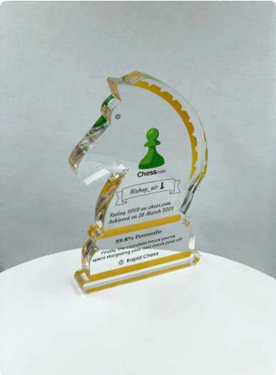 Knight Award, Chess Trophy, Equestrian Award, Stallion Trophy, Tournament Trophy, Tech Gift - Acrylic with Color Prints - Free Customization