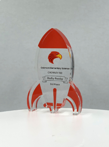 Rocket Trophy / Launch Award / Milestone Trophy / Tech Gift - Acrylic with Color Prints - Free Customization