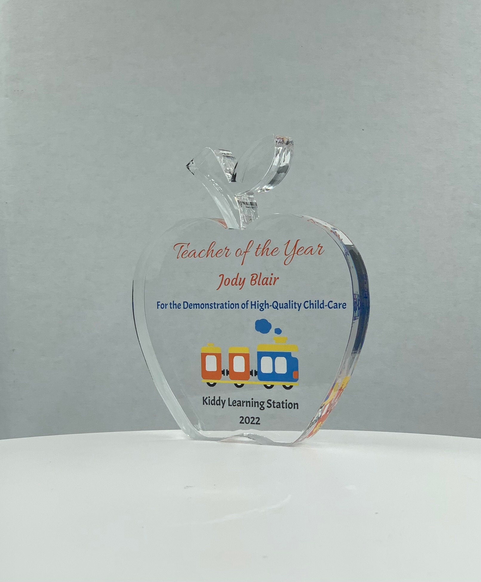 Apple Trophy / Teacher Award / Student Award / Education Trophy / Graduation Gift - Acrylic with Color Prints - Free Customization