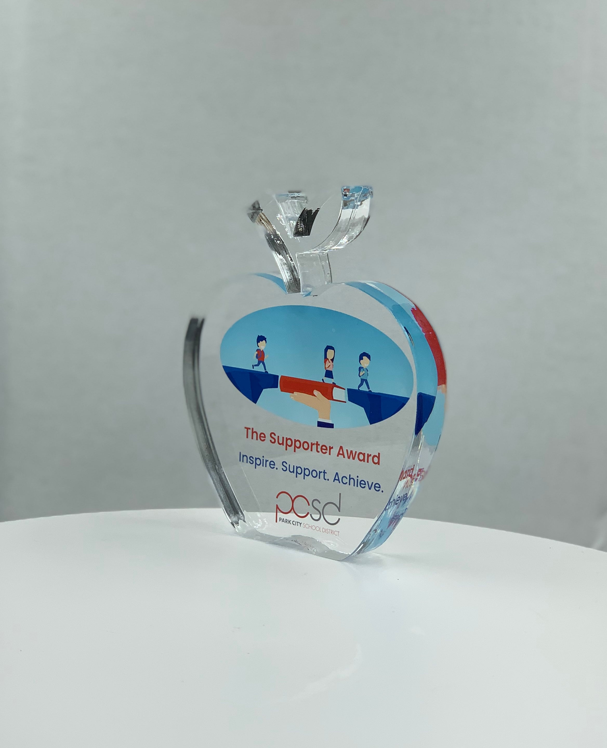 Apple Trophy / Teacher Award / Student Award / Education Trophy / Graduation Gift - Acrylic with Color Prints - Free Customization