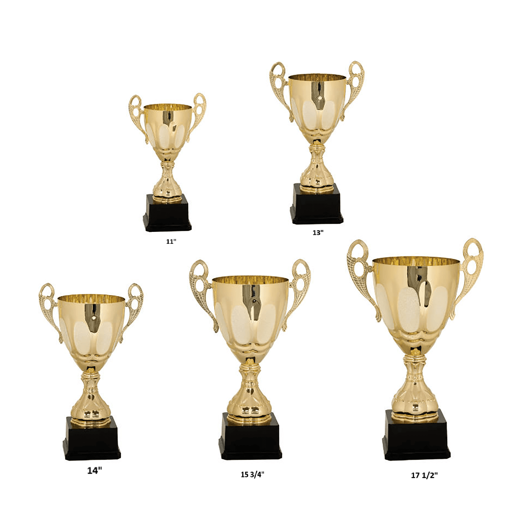 Gold Completed Metal Cup Trophy on Plastic Base/Metal Cups