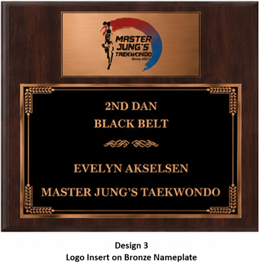 Personalized Engraved Trophy Plaque Award - Walnut / Cherry Trophy Plaque with Bronze Black Metal Plate - Multiple Sizes