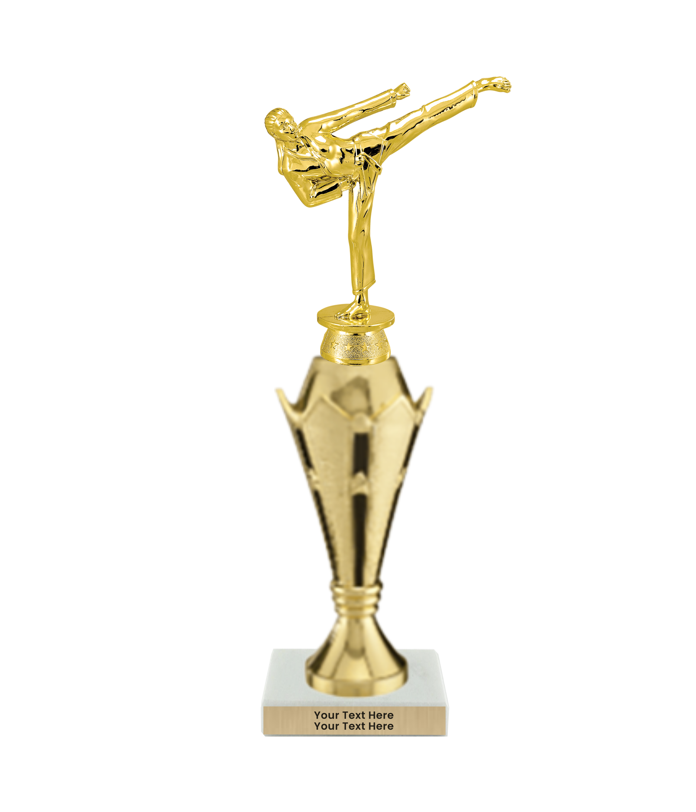 Taekwondo High Kick Taekwondo Trophy with WHITE MARBLE BASE