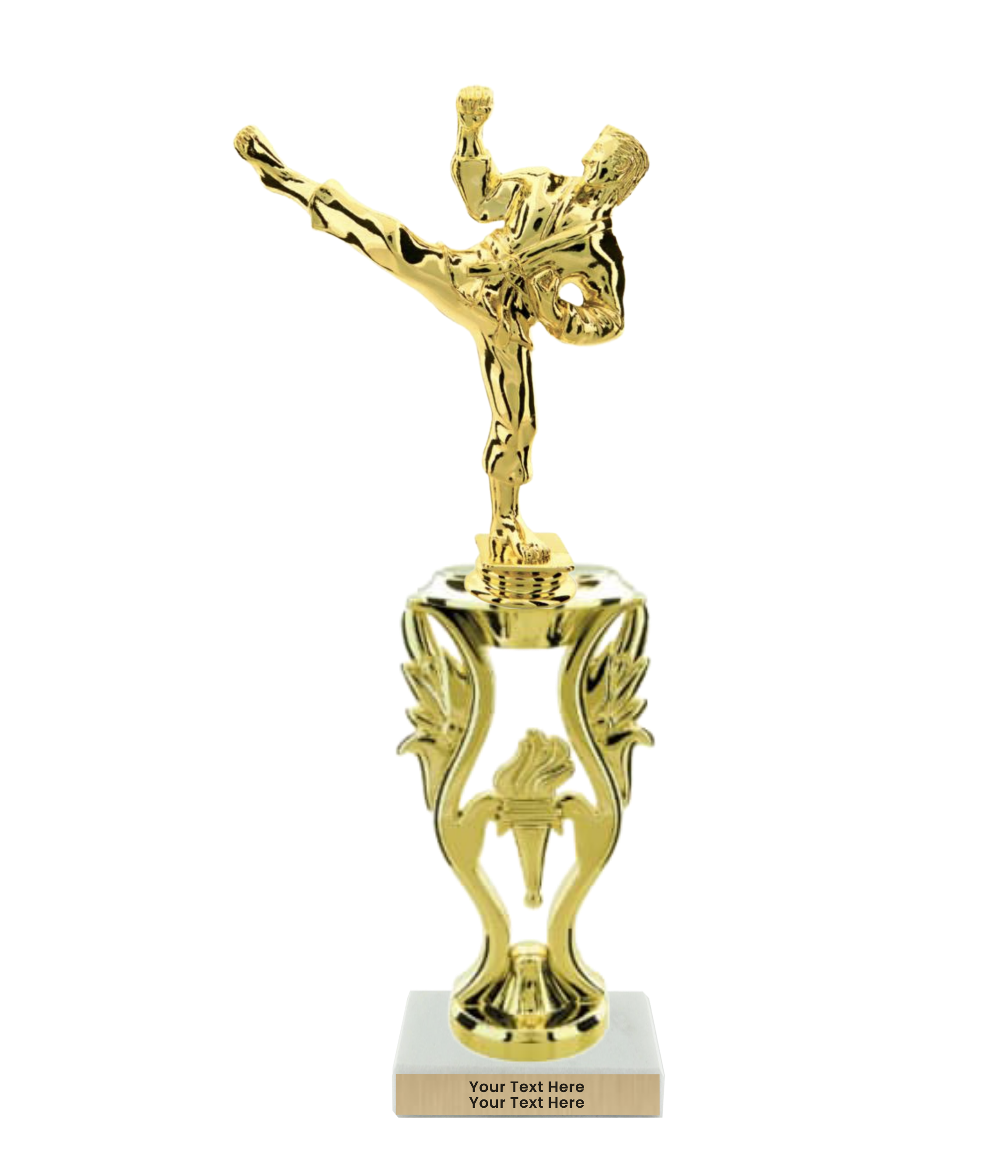 Taekwondo High Kick Taekwondo Trophy with WHITE MARBLE BASE