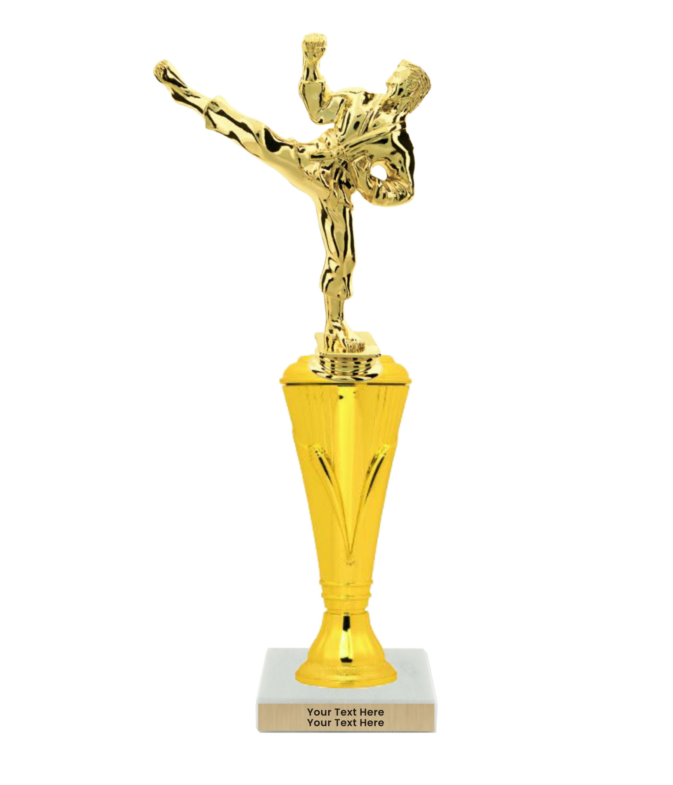Taekwondo High Kick Taekwondo Trophy with WHITE MARBLE BASE