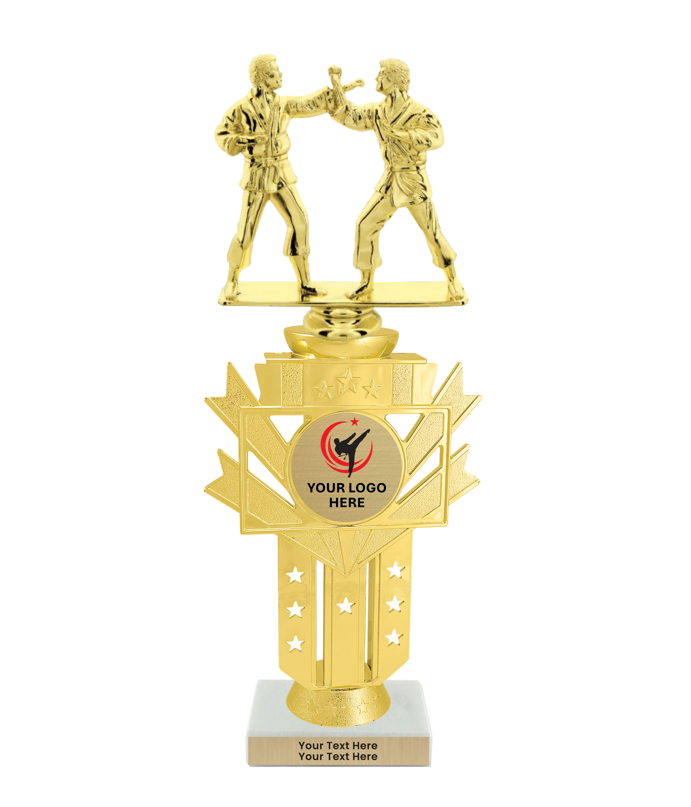 Taekwondo High Kick Taekwondo Trophy with WHITE MARBLE BASE