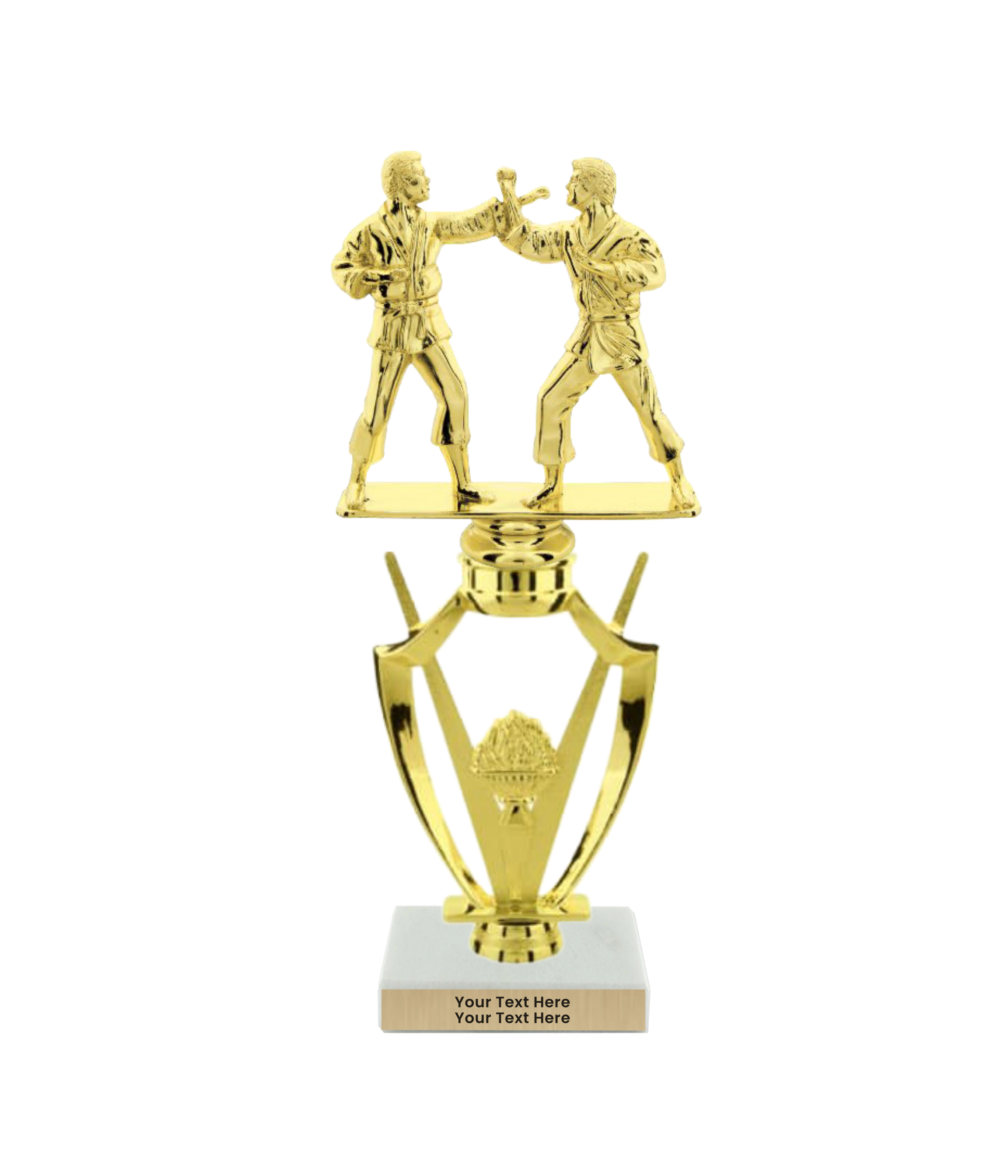 Taekwondo High Kick Taekwondo Trophy with WHITE MARBLE BASE