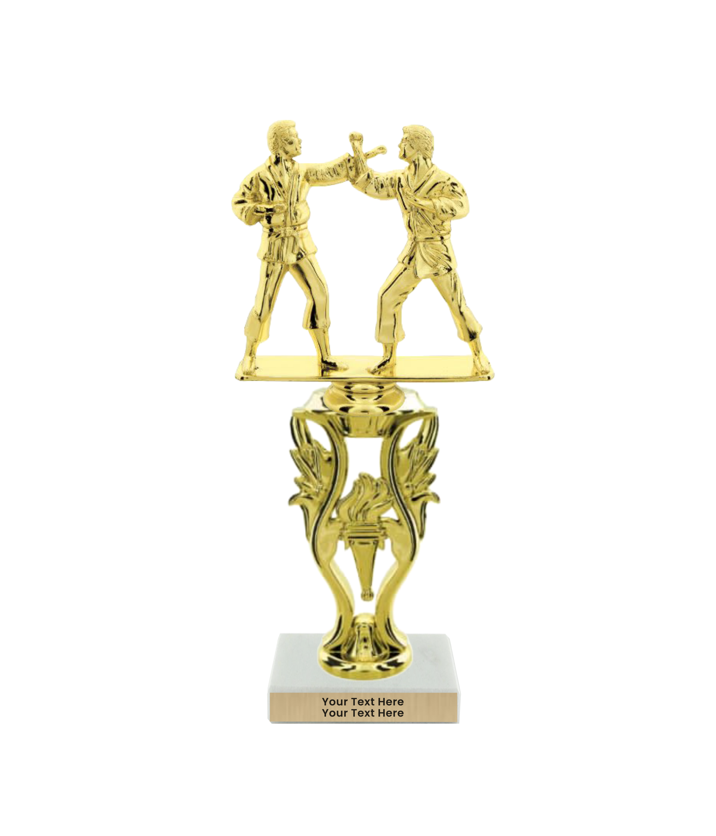 Taekwondo High Kick Taekwondo Trophy with WHITE MARBLE BASE
