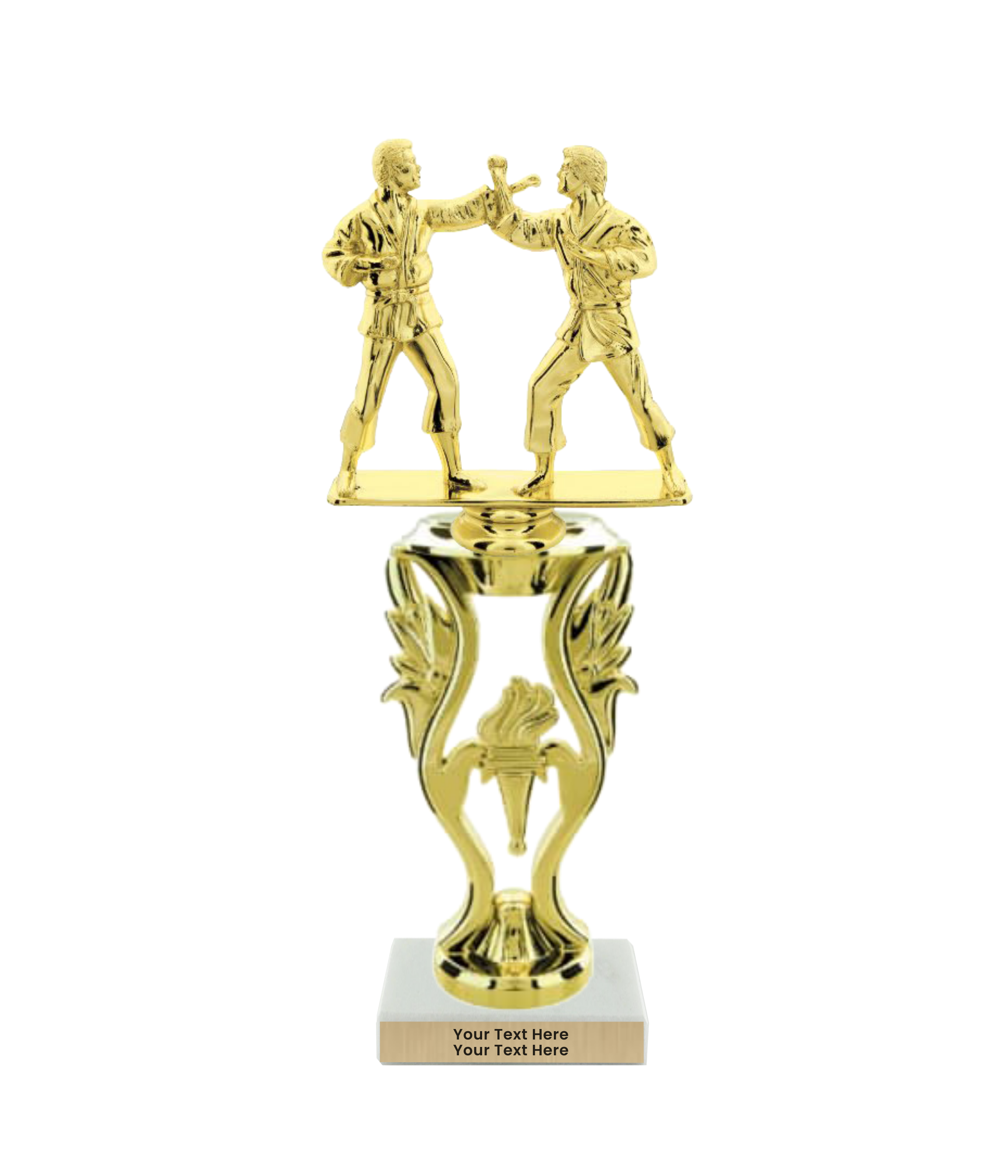 Taekwondo High Kick Taekwondo Trophy with WHITE MARBLE BASE