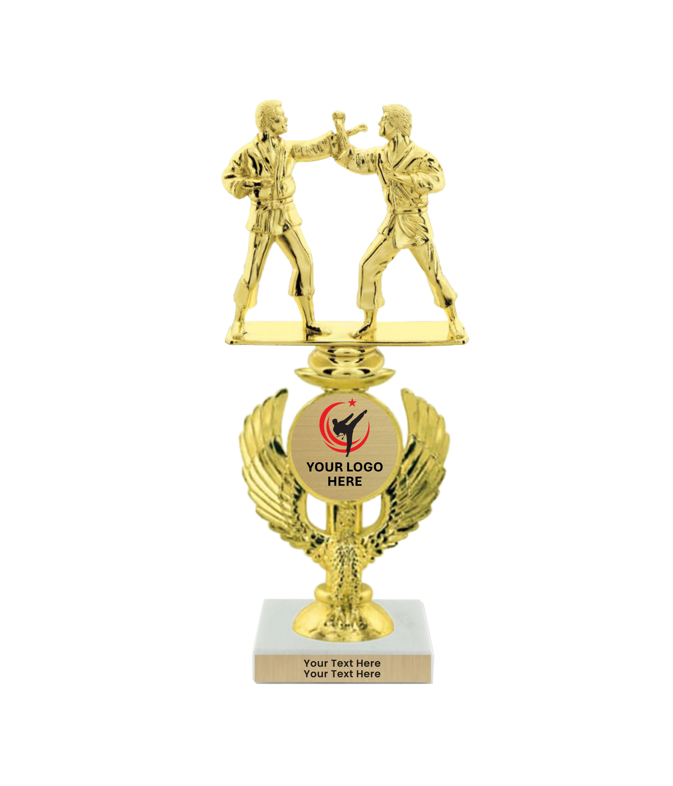 Taekwondo High Kick Taekwondo Trophy with WHITE MARBLE BASE