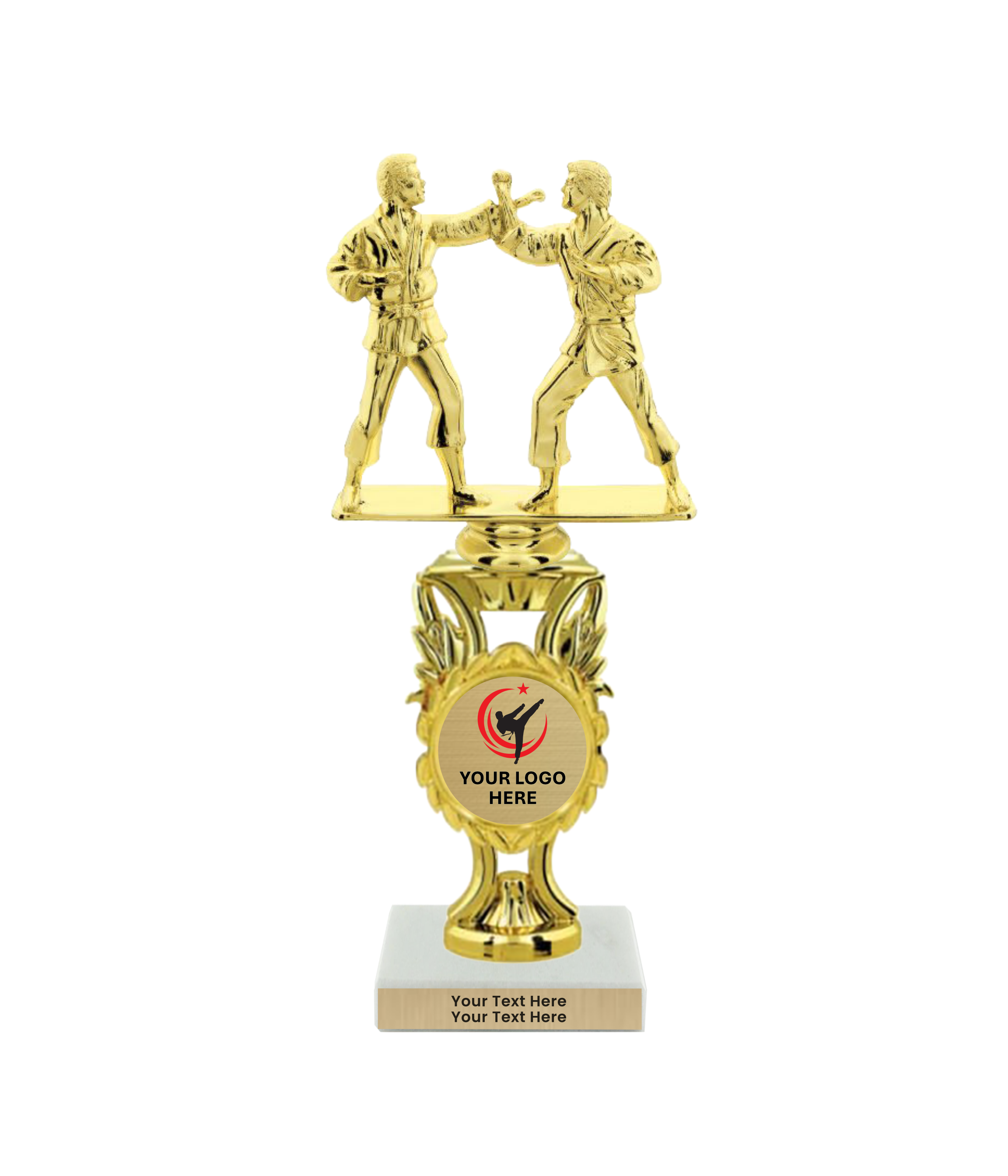 Taekwondo High Kick Taekwondo Trophy with WHITE MARBLE BASE