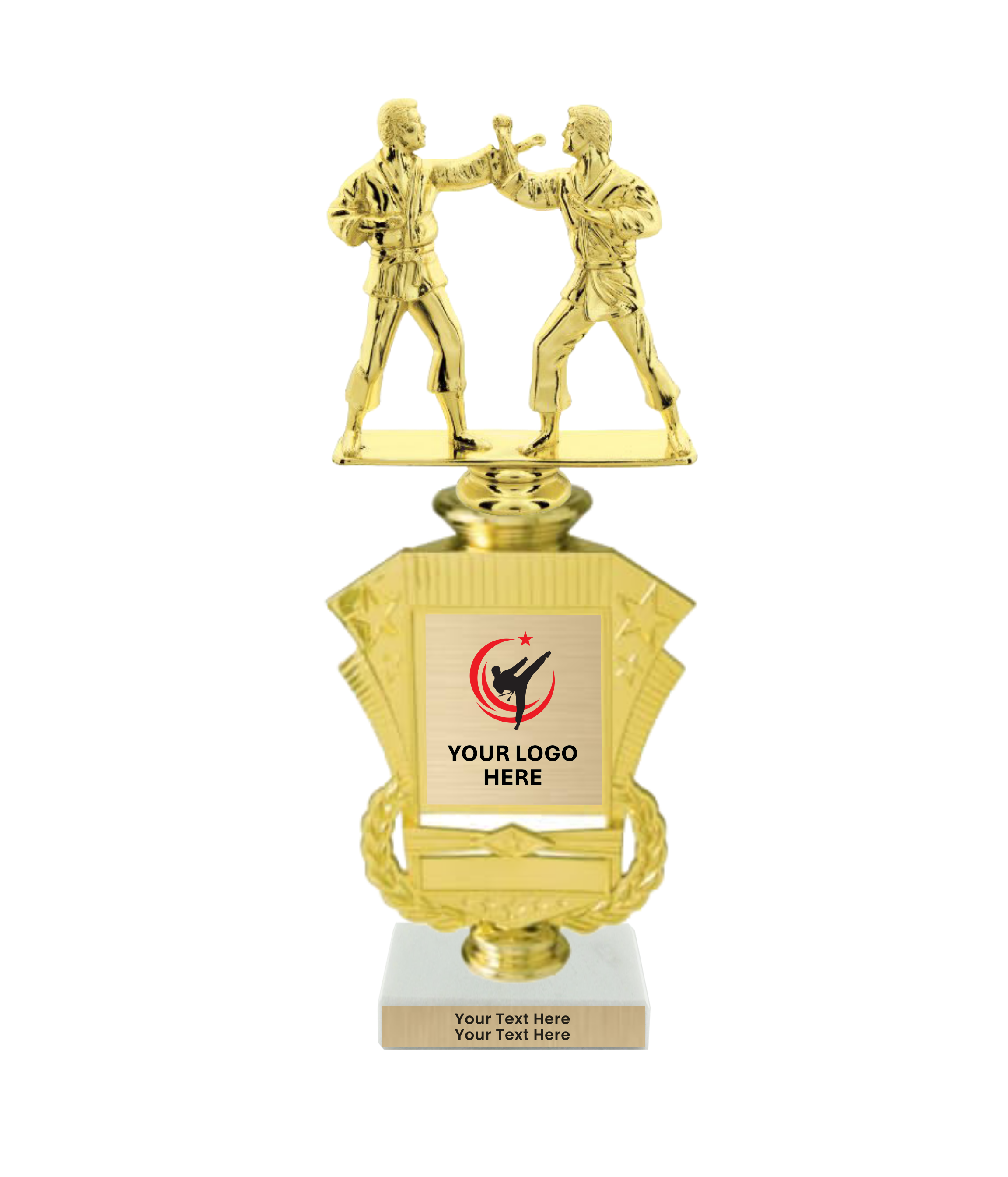 Taekwondo High Kick Taekwondo Trophy with WHITE MARBLE BASE