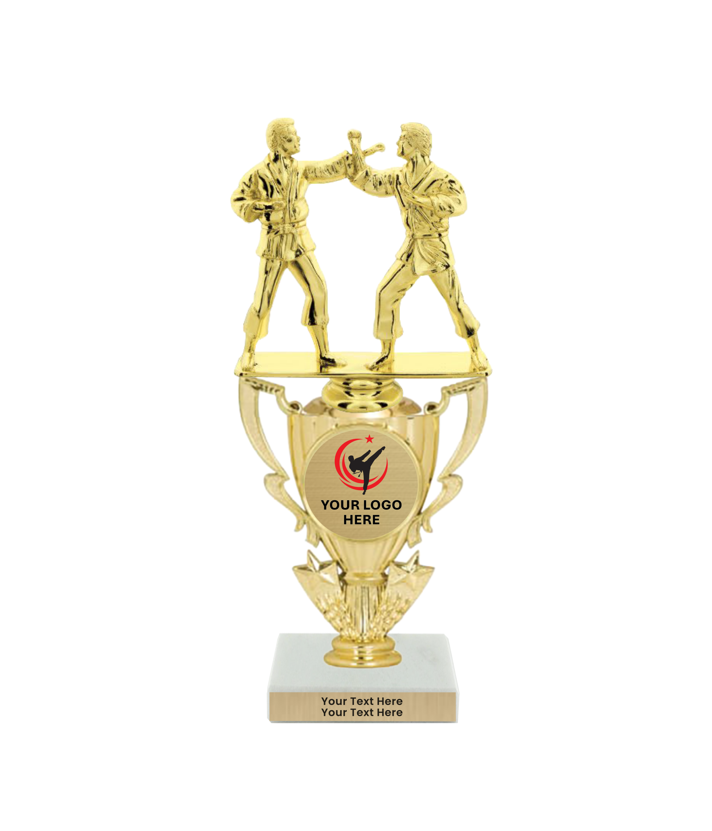 Taekwondo High Kick Taekwondo Trophy with WHITE MARBLE BASE