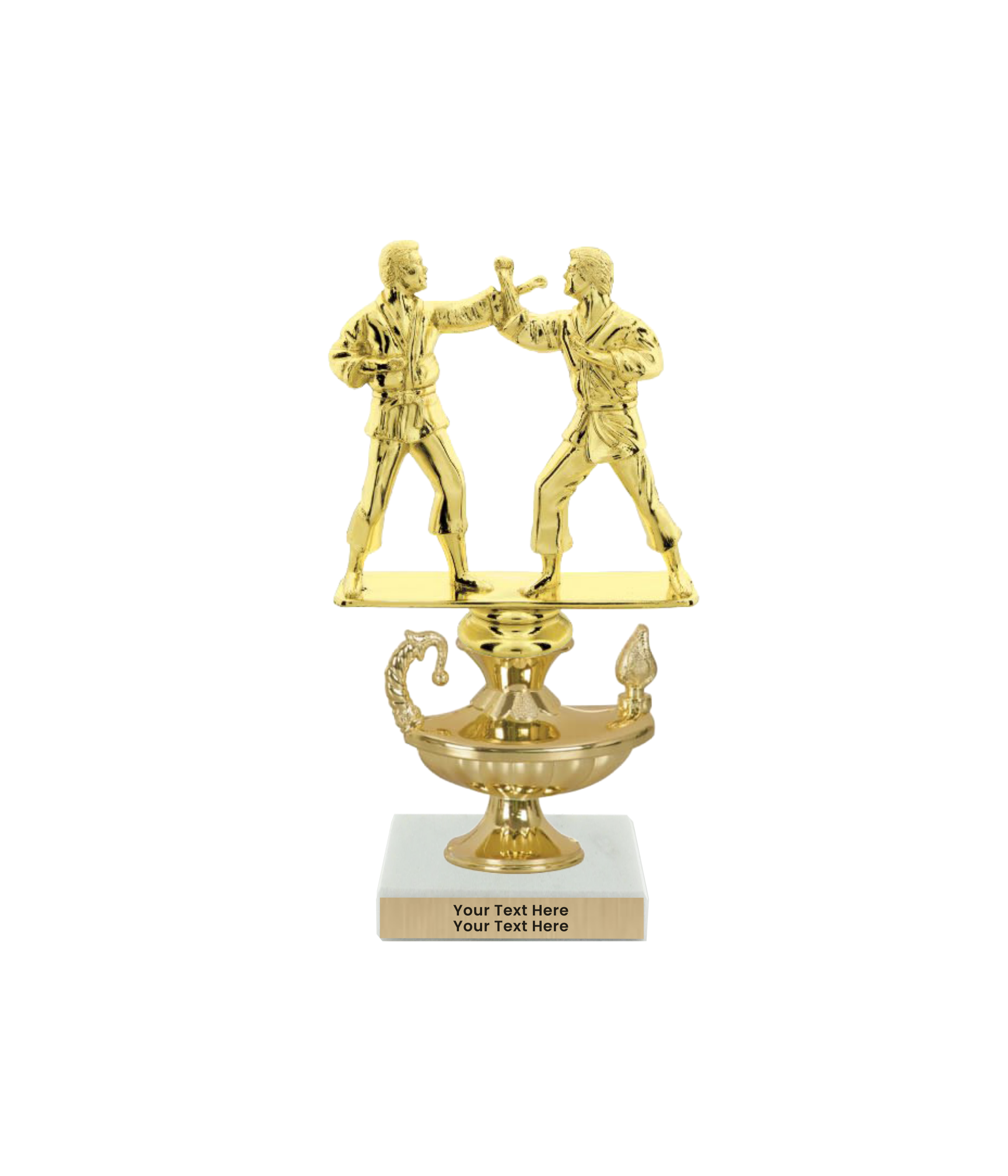Taekwondo High Kick Taekwondo Trophy with WHITE MARBLE BASE