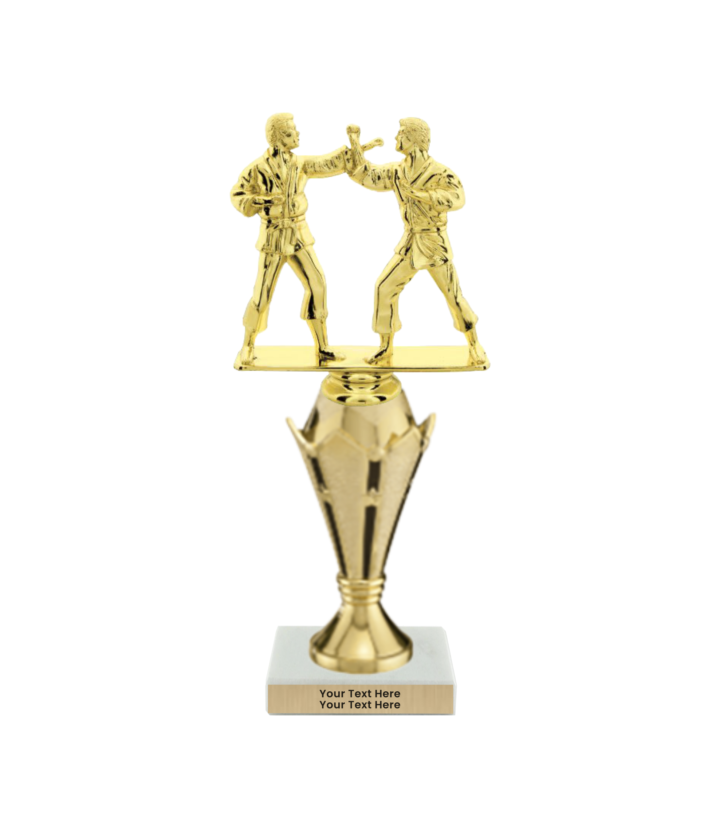Taekwondo High Kick Taekwondo Trophy with WHITE MARBLE BASE