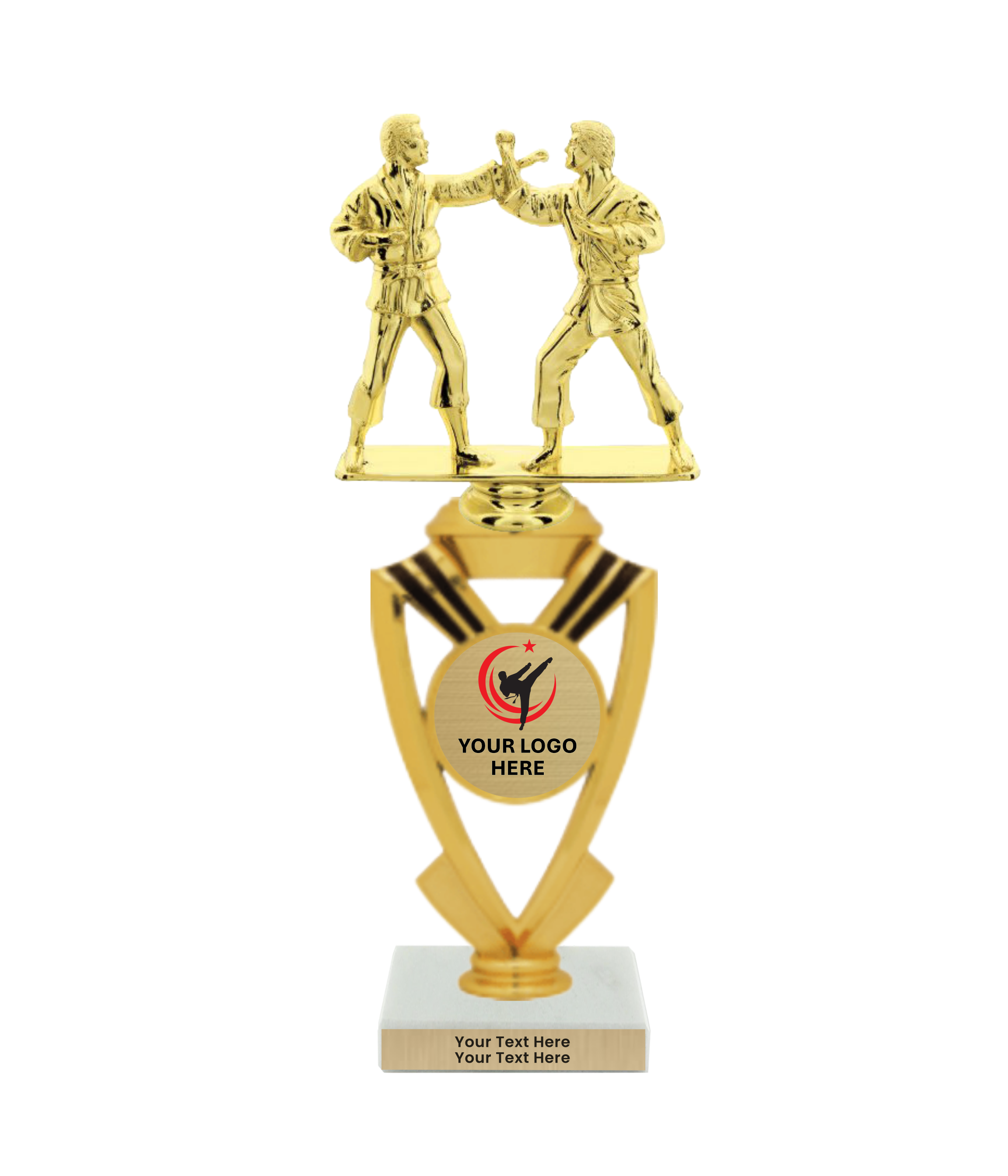Taekwondo High Kick Taekwondo Trophy with WHITE MARBLE BASE
