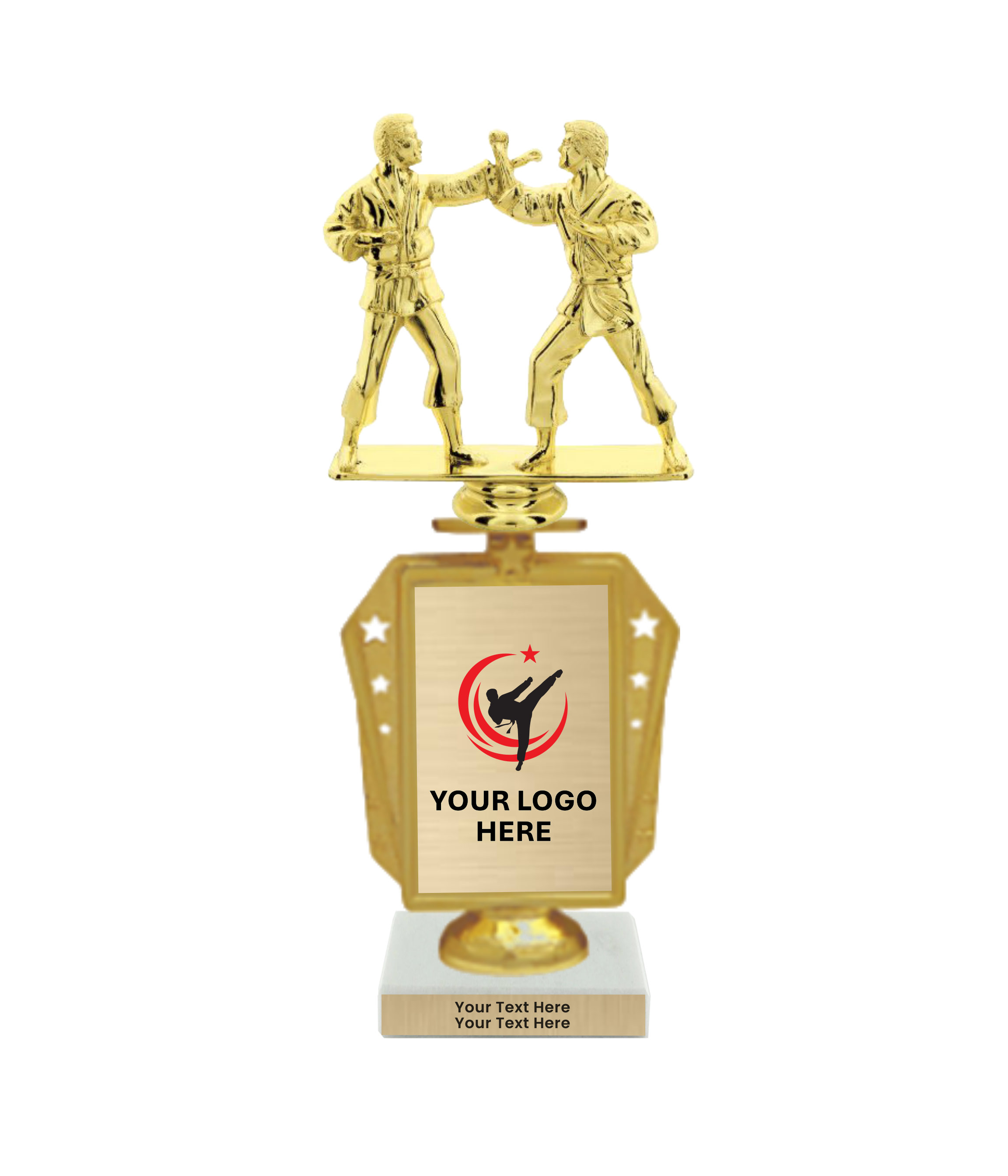 Taekwondo High Kick Taekwondo Trophy with WHITE MARBLE BASE