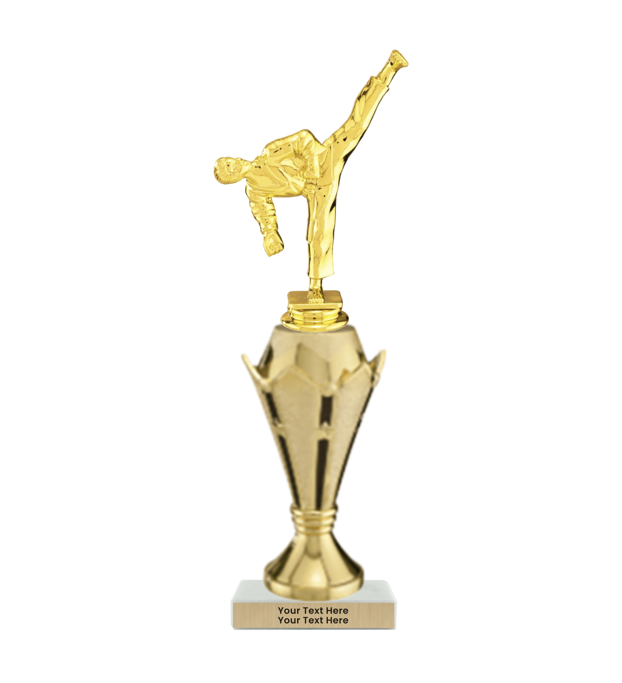 Taekwondo High Kick Taekwondo Trophy with WHITE MARBLE BASE
