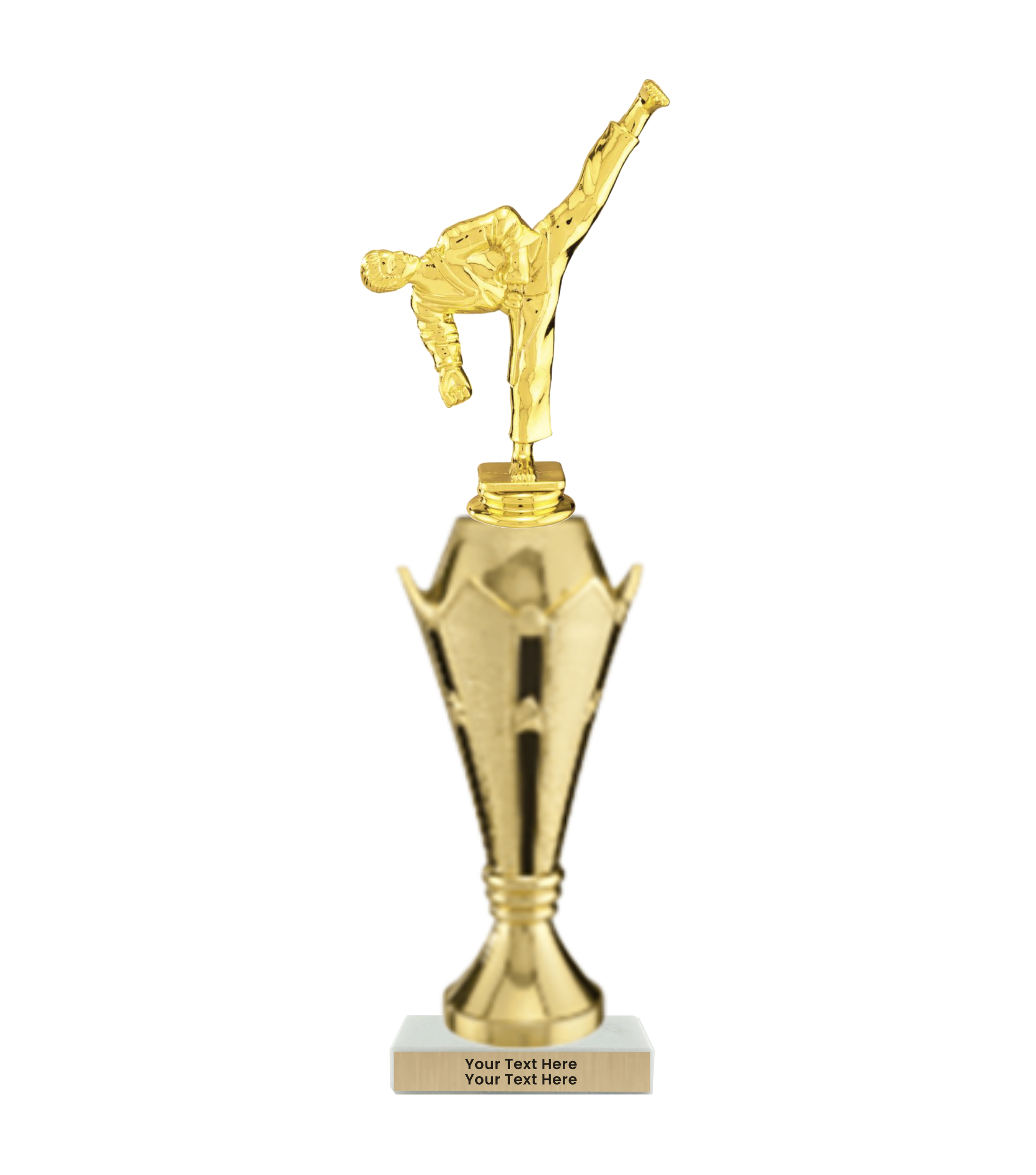 Taekwondo High Kick Taekwondo Trophy with WHITE MARBLE BASE