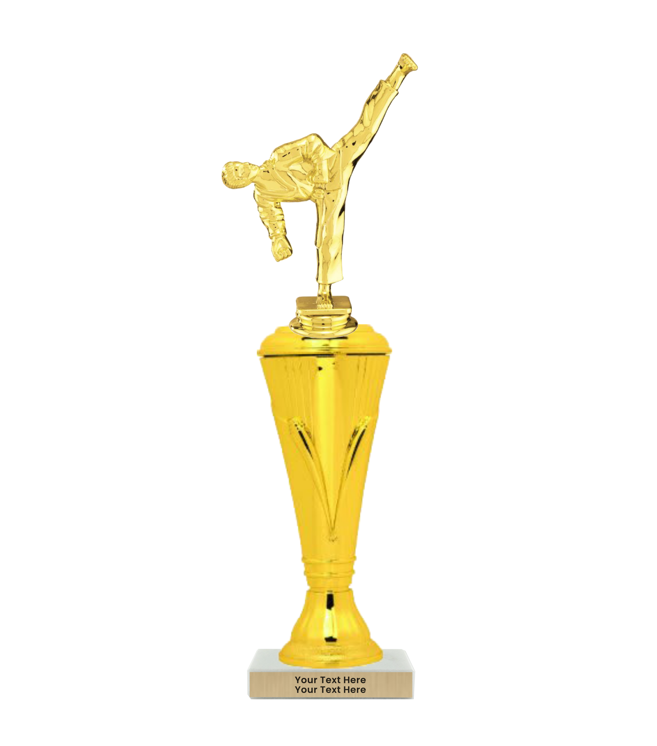 Taekwondo High Kick Taekwondo Trophy with WHITE MARBLE BASE