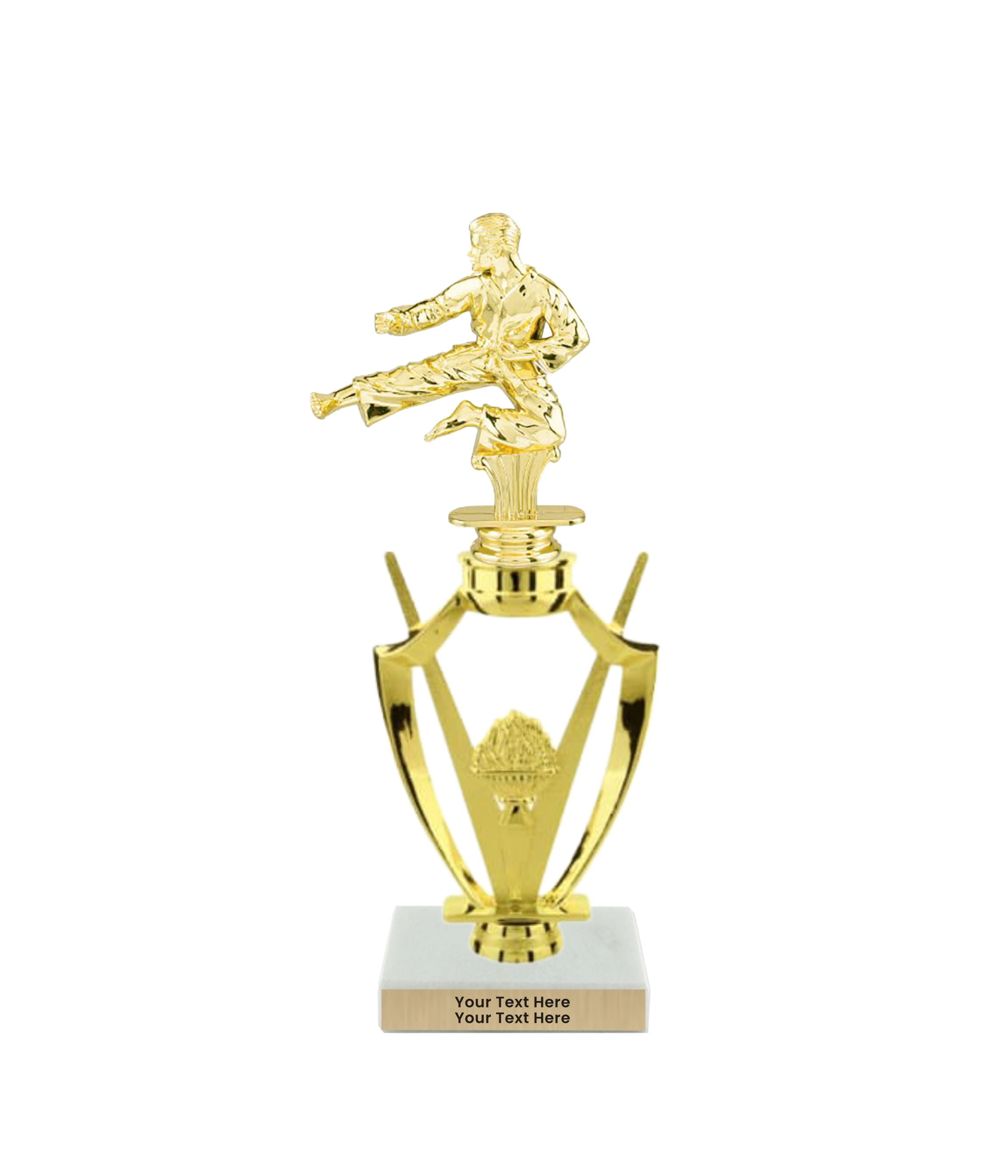 Taekwondo High Kick Taekwondo Trophy with WHITE MARBLE BASE