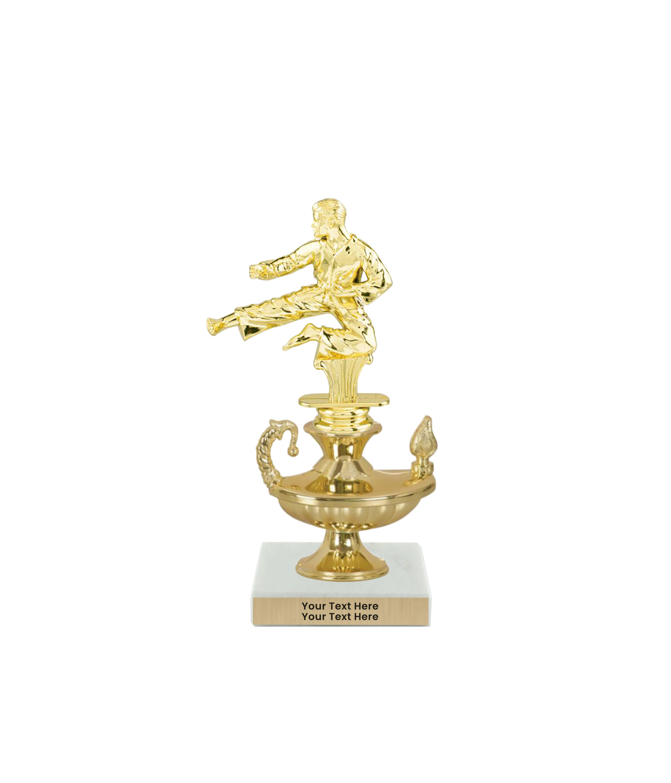 Taekwondo High Kick Taekwondo Trophy with WHITE MARBLE BASE
