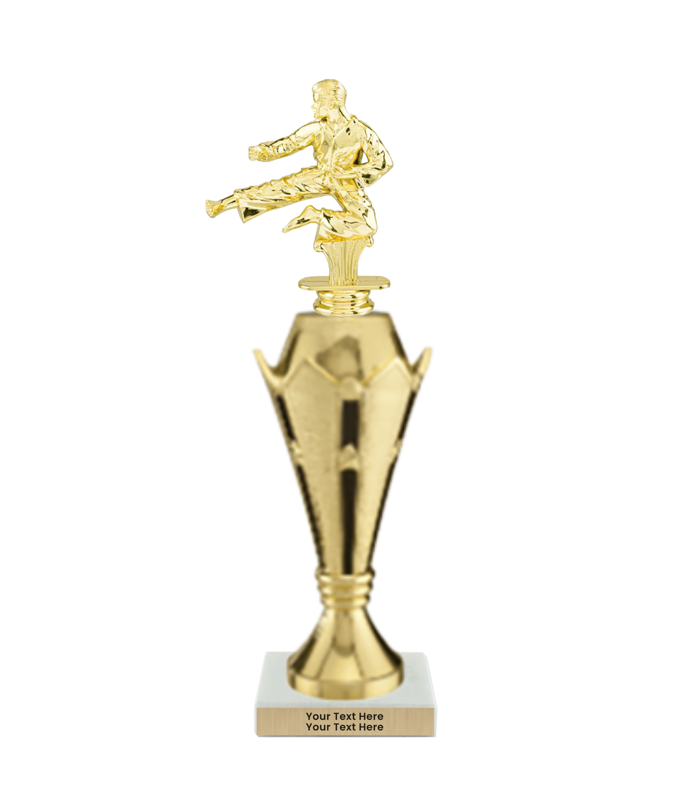 Taekwondo High Kick Taekwondo Trophy with WHITE MARBLE BASE