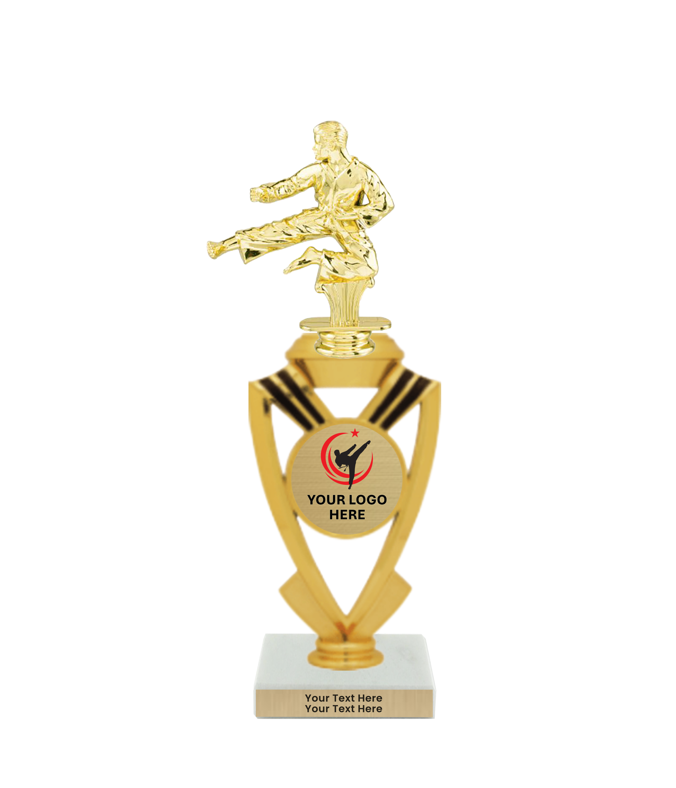Taekwondo High Kick Taekwondo Trophy with WHITE MARBLE BASE