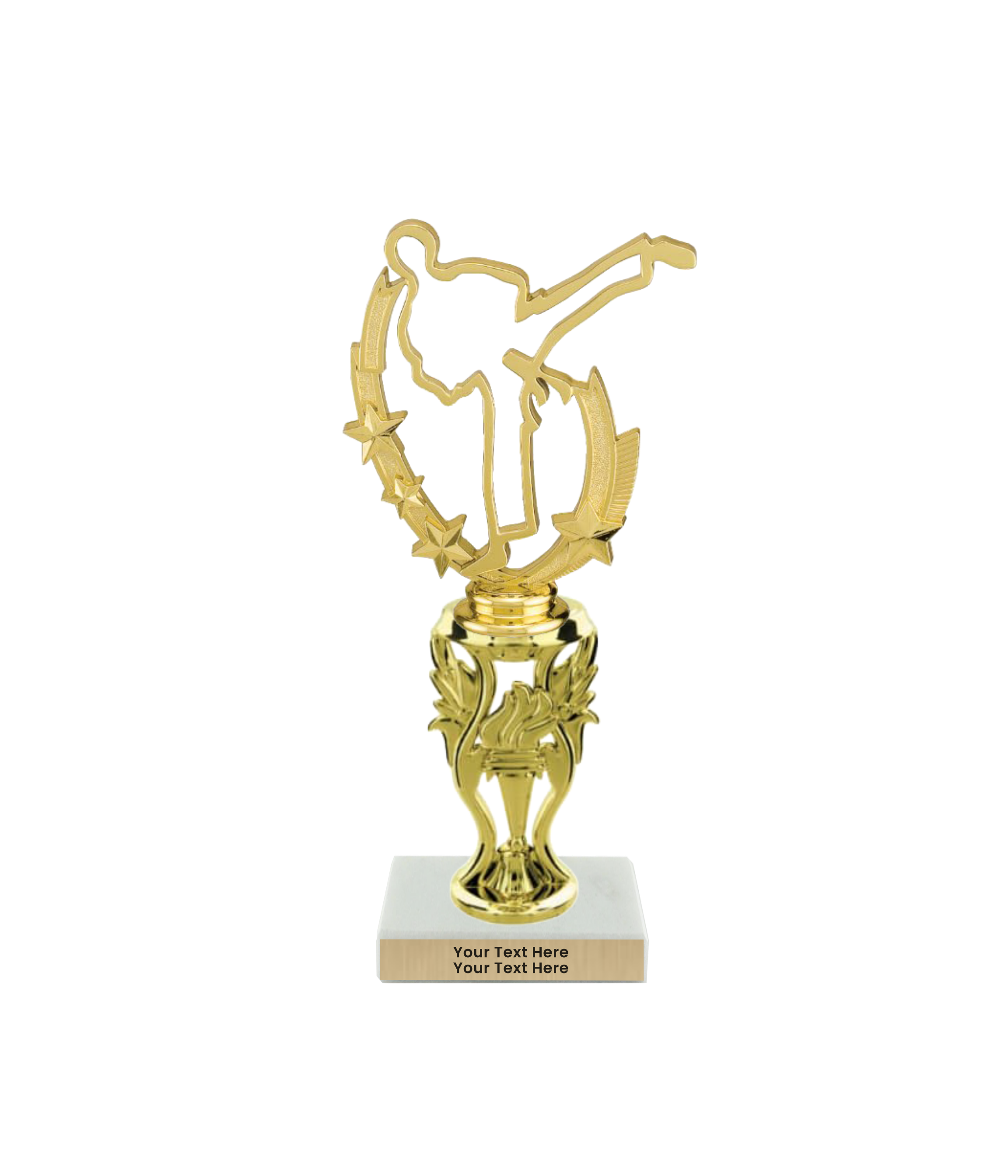 Taekwondo High Kick Taekwondo Trophy with WHITE MARBLE BASE
