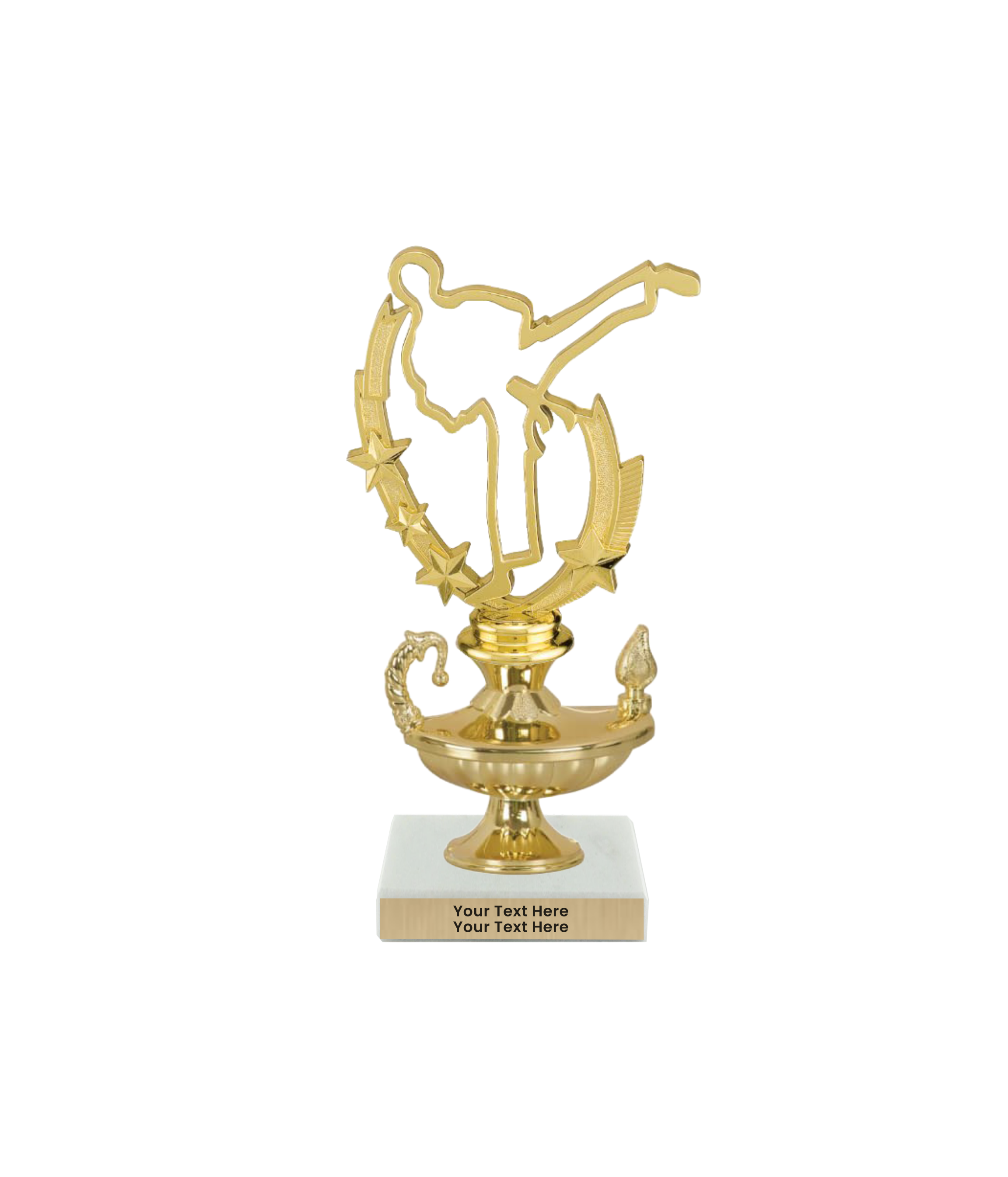Taekwondo High Kick Taekwondo Trophy with WHITE MARBLE BASE