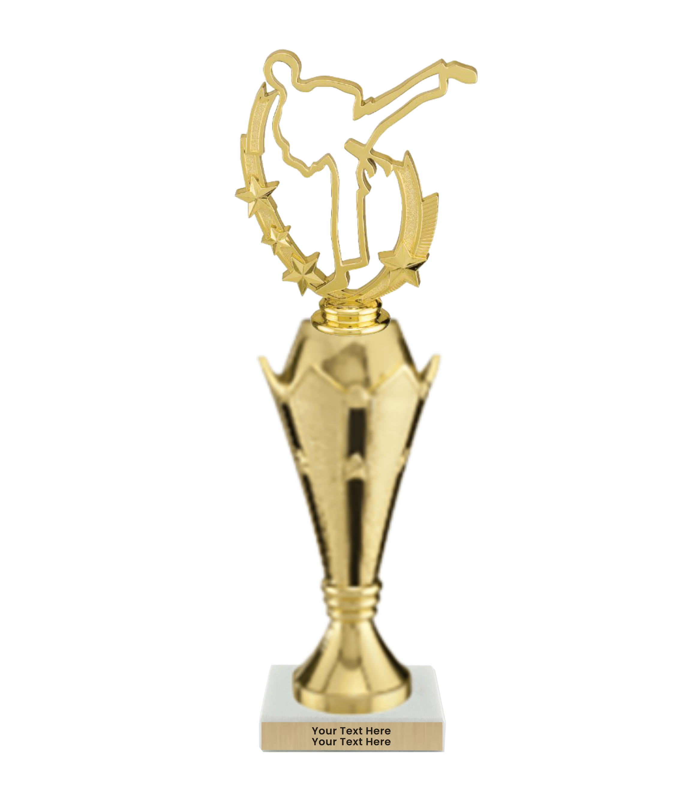 Taekwondo High Kick Taekwondo Trophy with WHITE MARBLE BASE
