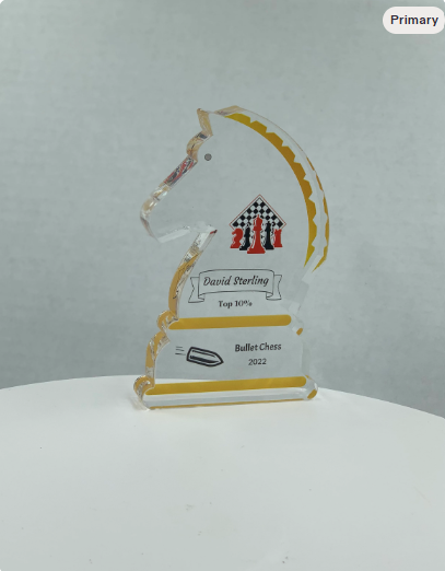 Knight Award, Chess Trophy, Equestrian Award, Stallion Trophy, Tournament Trophy, Tech Gift - Acrylic with Color Prints - Free Customization
