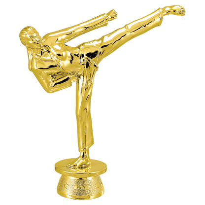 Female Martial Arts Figure Taekwondo Trophy with WHITE MARBLE