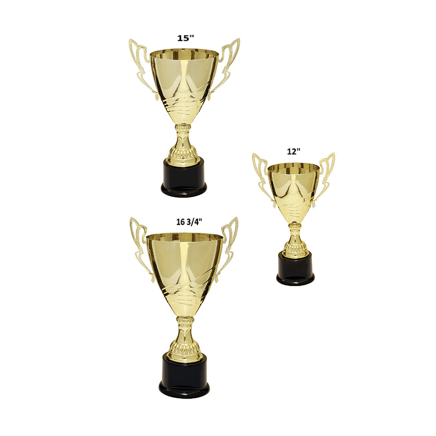 Gold Completed Metal Cup Trophy on Plastic Base/Metal Cups