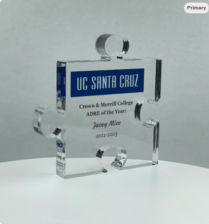 Puzzle Trophy, Jigsaw Award, Stackable, Education / Math Gift, Graduation, Patent Award - Acrylic with Color Prints - Free Customization