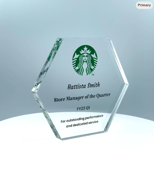 Hexagon Trophy, Math Award, Science Award, Geometric Trophy, STEM Award, Tech Gift - Acrylic with Color Prints - Free Customization