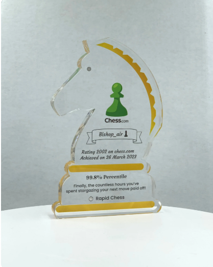 Knight Award, Chess Trophy, Equestrian Award, Stallion Trophy, Tournament Trophy, Tech Gift - Acrylic with Color Prints - Free Customization