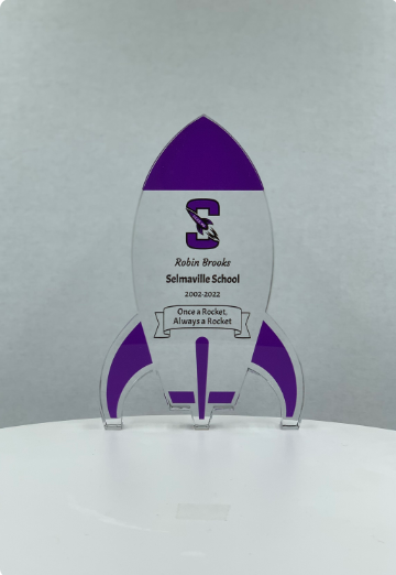 Rocket Trophy / Launch Award / Milestone Trophy / Tech Gift - Acrylic with Color Prints - Free Customization