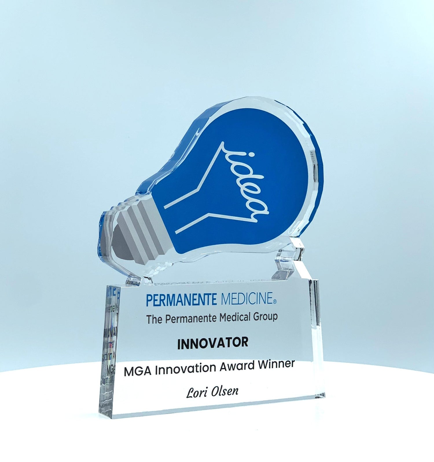 Light Bulb Trophy, Innovator Award, Ideation Award, Patent Award, STEM Award, Tech Gift - Acrylic with Color Prints - Free Customization