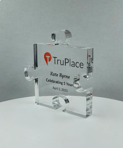 Puzzle Trophy, Jigsaw Award, Stackable, Education / Math Gift, Graduation, Patent Award - Acrylic with Color Prints - Free Customization
