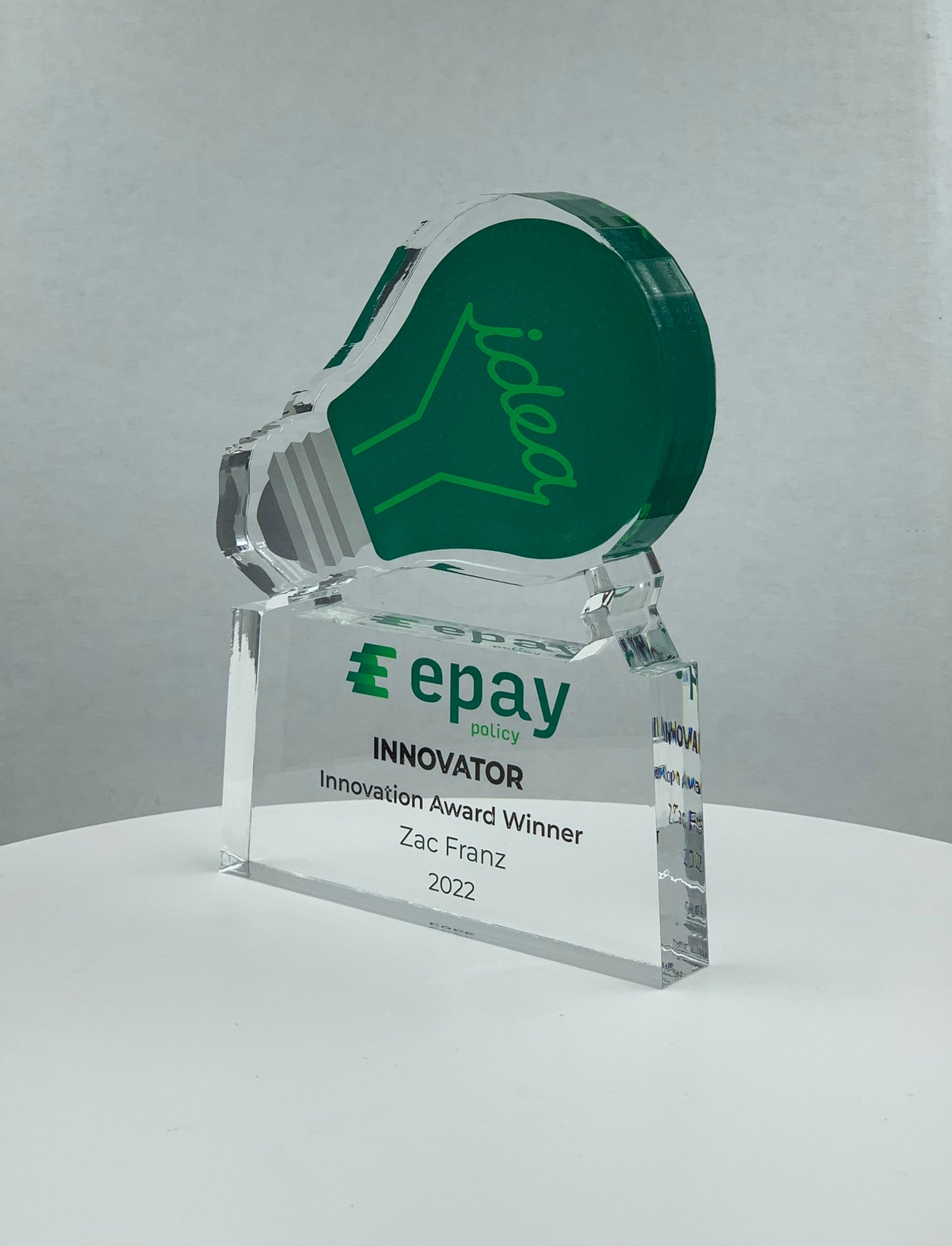 Light Bulb Trophy, Innovator Award, Ideation Award, Patent Award, STEM Award, Tech Gift - Acrylic with Color Prints - Free Customization