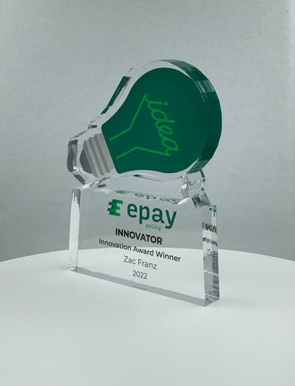 Light Bulb Trophy, Innovator Award, Ideation Award, Patent Award, STEM Award, Tech Gift - Acrylic with Color Prints - Free Customization