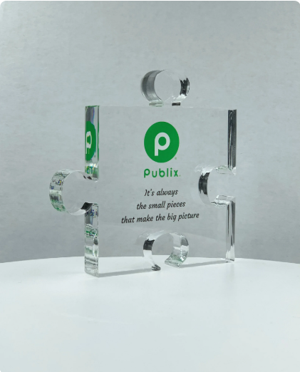 Puzzle Trophy, Jigsaw Award, Stackable, Education / Math Gift, Graduation, Patent Award - Acrylic with Color Prints - Free Customization