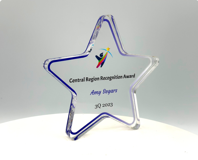 Star Trophy, Top Performer Award, Employee Recognition Award, STEM Award, Tech Gift - Acrylic with Color Prints - Free Customization