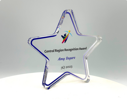 Star Trophy, Top Performer Award, Employee Recognition Award, STEM Award, Tech Gift - Acrylic with Color Prints - Free Customization