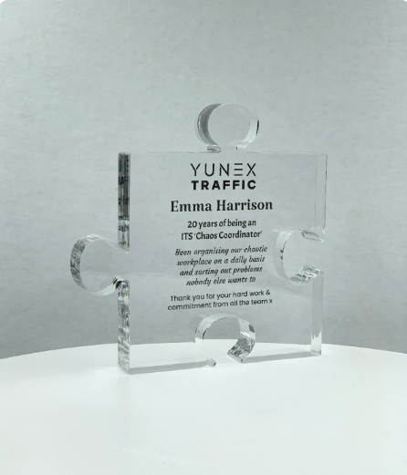Puzzle Trophy, Jigsaw Award, Stackable, Education / Math Gift, Graduation, Patent Award - Acrylic with Color Prints - Free Customization