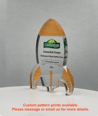 Rocket Trophy / Launch Award / Milestone Trophy / Tech Gift - Acrylic with Color Prints - Free Customization